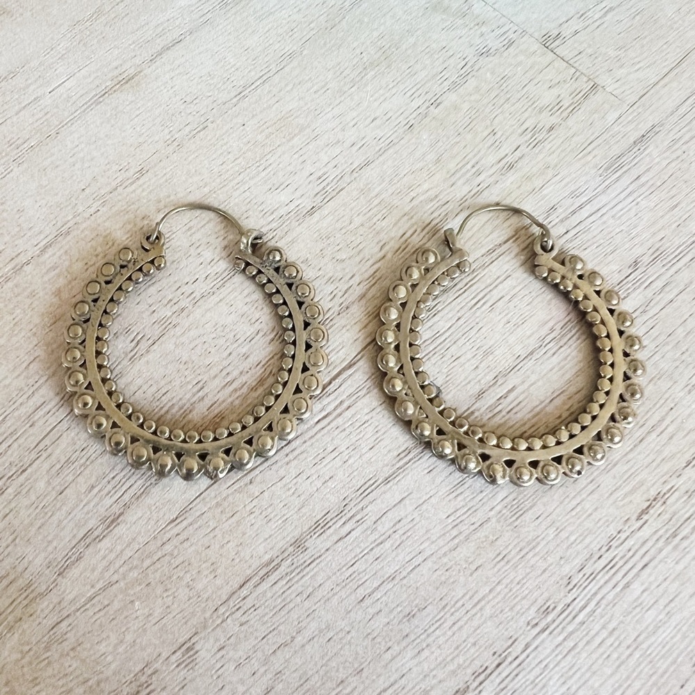 Boho Gold Hoop Earrings - Picture 1 of 3